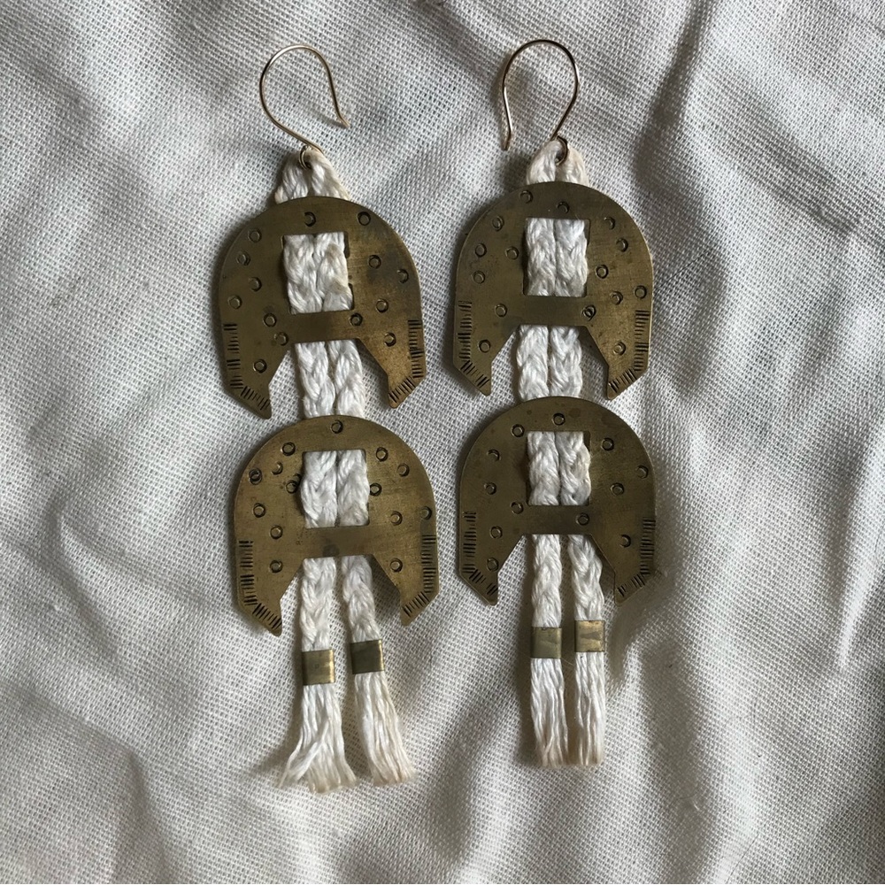 Luna Sol Desert Western Cream + Brass Earrings 🌵
